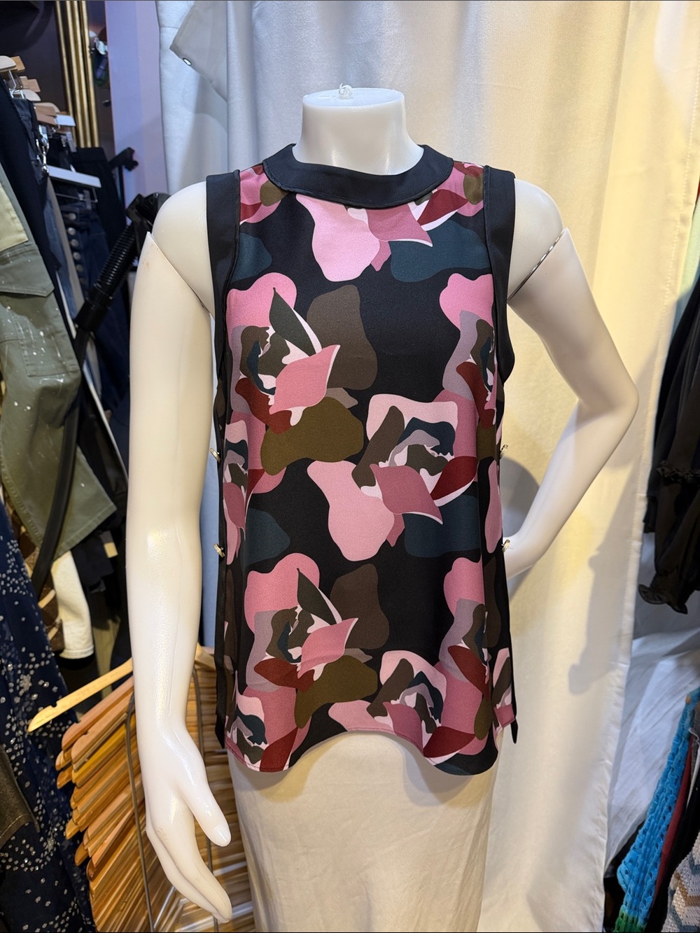 Ted Baker Pink & Black Sleeveless Camo Print Tank